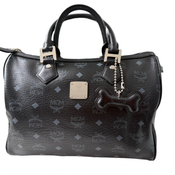 MCM VISETOS DOG BONE BOSTON LEATHER BAG - Picture 1 of 7